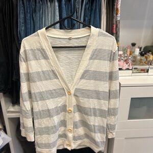 J Crew Stripped Grey & Cream Cardigan